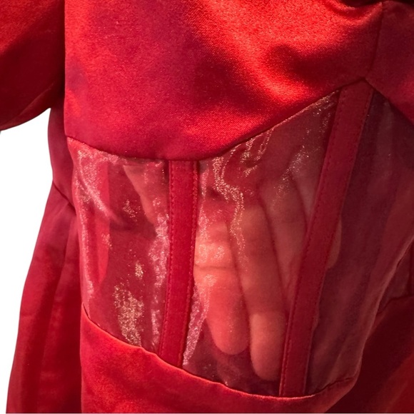 Like new! Autumn Adeigbo Clarette Tafetta Cutout Boning Puff Sleeve Dress - Picture 7 of 8